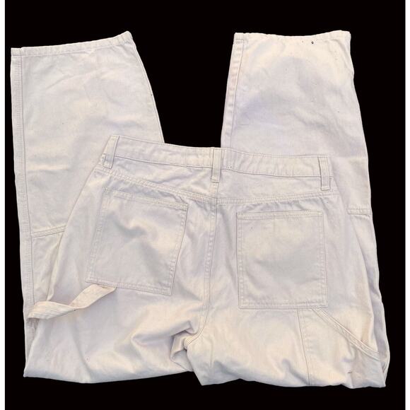ASOS Design Carpenter Pants Men 32x32 Baggy Ivory Cotton Canvas Wider Legs NWOT - Picture 5 of 12
